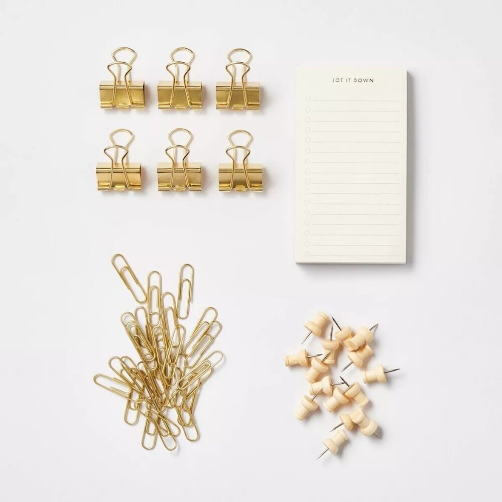 Threshold 57ct Wood & Soft Gold‎ Clips Stationary Set - Target